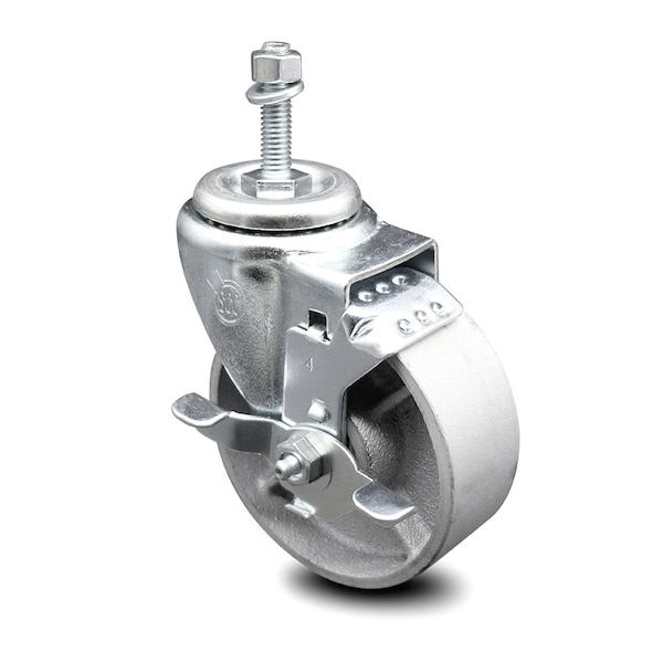 4 Inch Semi Steel Wheel Swivel 10mm Threaded Stem Caster with Brake SCC